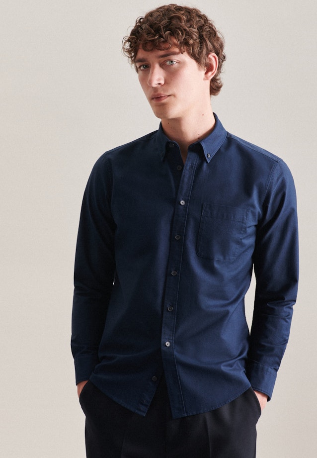 Chemise casual Regular Oxford Col Boutonné in Bleu Foncé |  Seidensticker Onlineshop