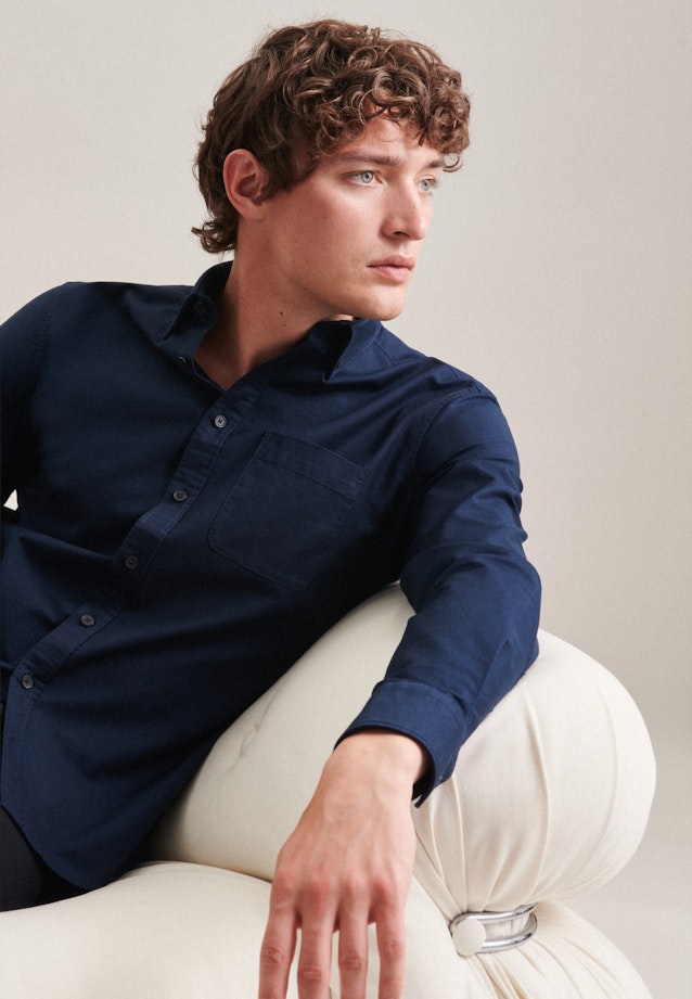 Regular Casual shirt Uni in Dark Blue |  Seidensticker Onlineshop