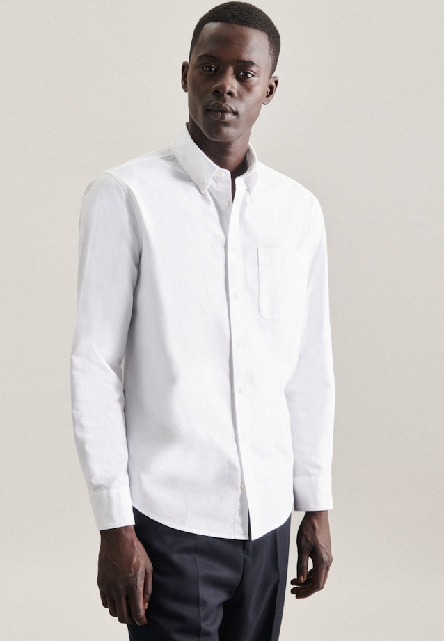 Casual Hemd in Regular mit Button-Down-Kragen in Weiß |  Seidensticker Onlineshop