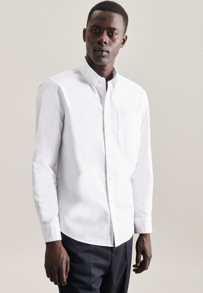 Casual Shirt in Regular with Button-Down-Collar in White | Seidensticker online shop