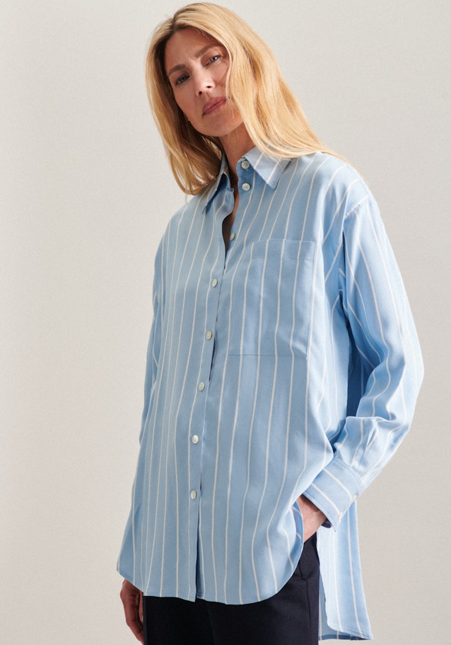Long sleeve Poplin Long Blouse in Light Blue |  Seidensticker Onlineshop