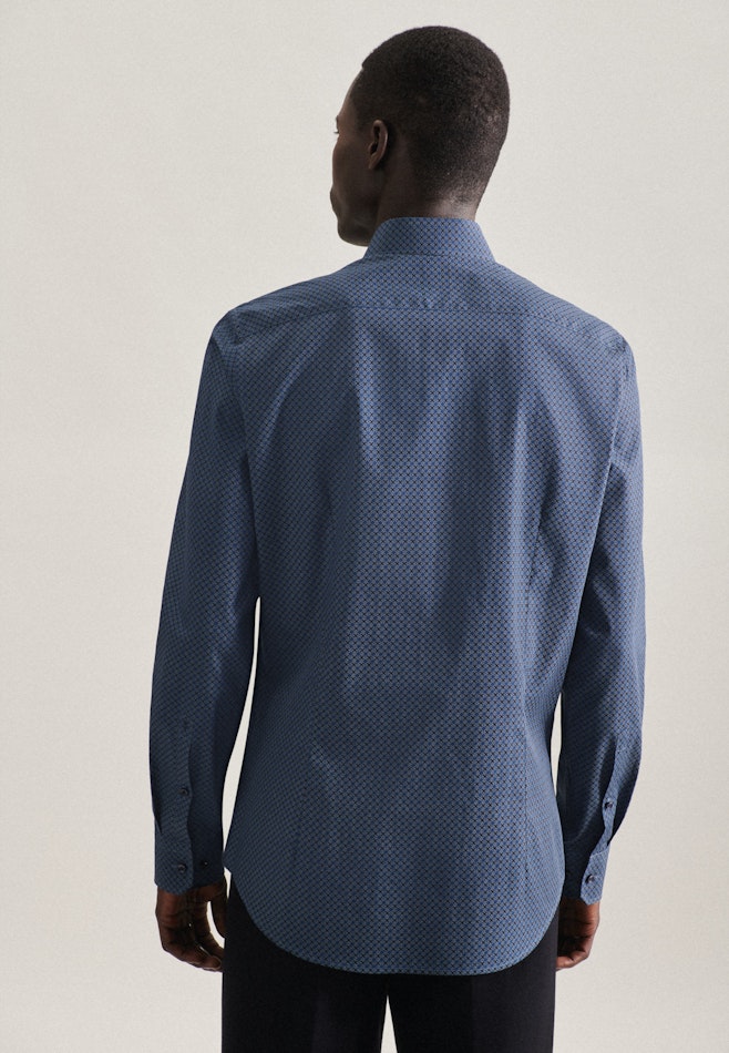 Chemise Business Slim Popeline Col Kent dans Bleu Foncé | Boutique en ligne Seidensticker