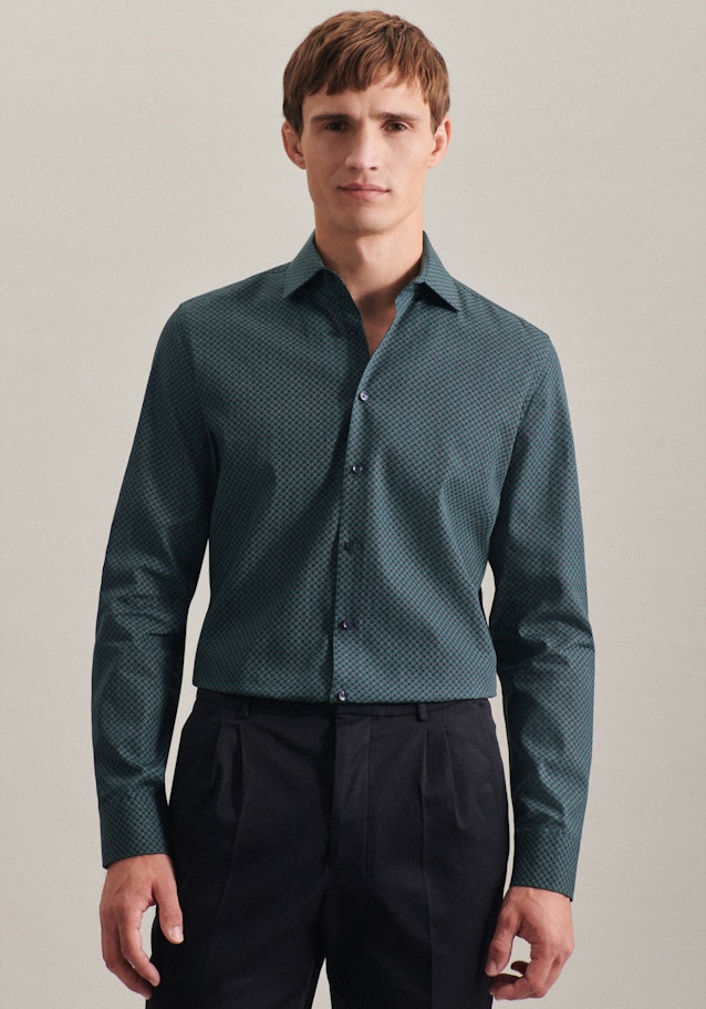Chemise Business Slim Popeline Col Kent in Vert | Seidensticker Onlineshop