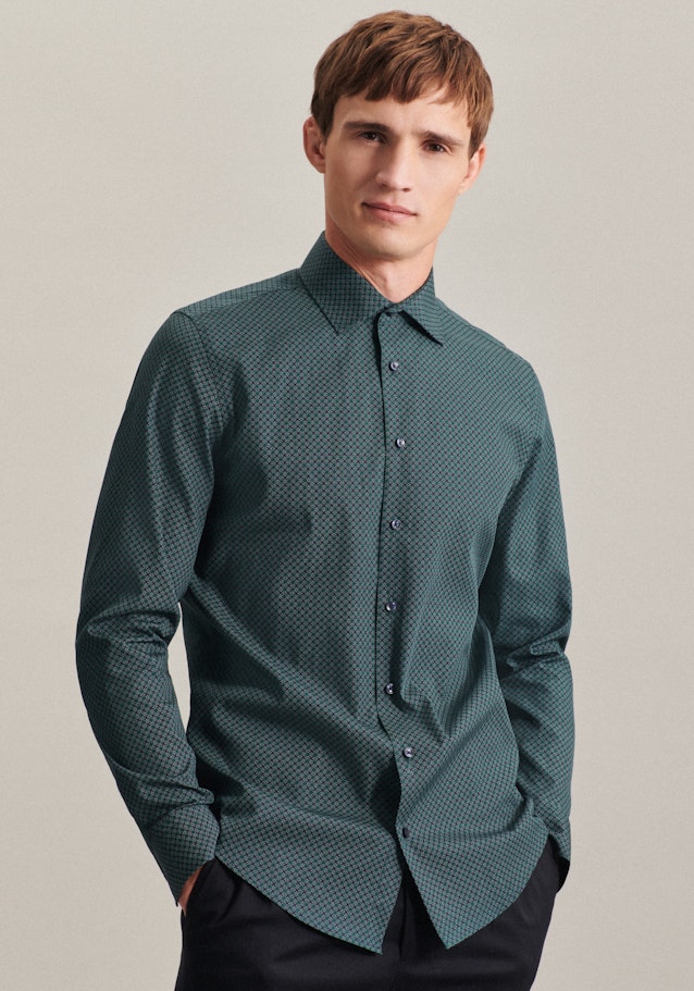 Chemise Business Slim Popeline Col Kent in Vert | Seidensticker Onlineshop