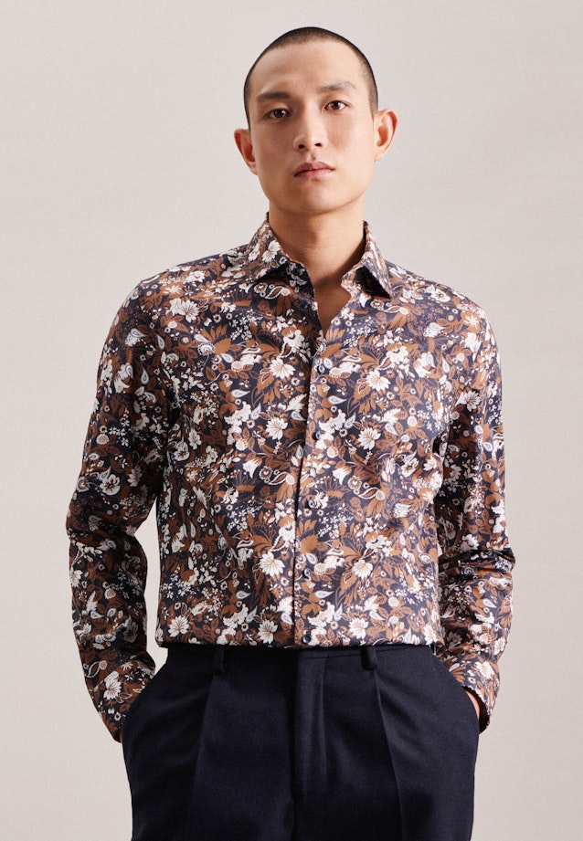 Slim Business Hemd Floral in Braun |  Seidensticker Onlineshop