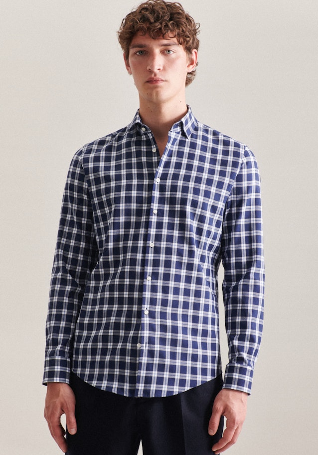 Shaped Business Shirt Check in Dark Blue | Seidensticker Onlineshop