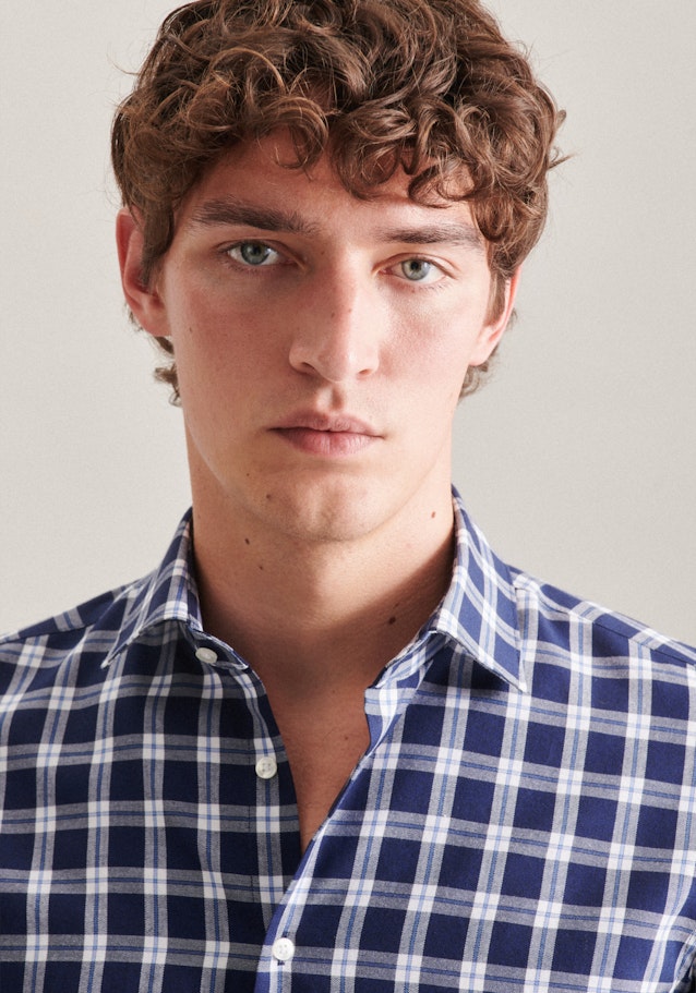 Shaped Business Shirt Check in Dark Blue | Seidensticker Onlineshop