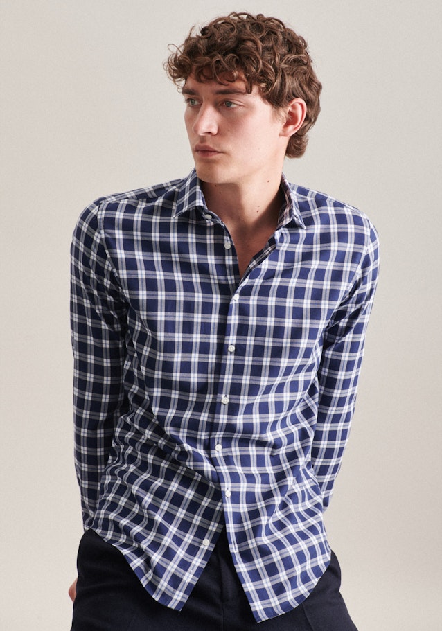 Shaped Business Shirt Check in Dark Blue | Seidensticker Onlineshop