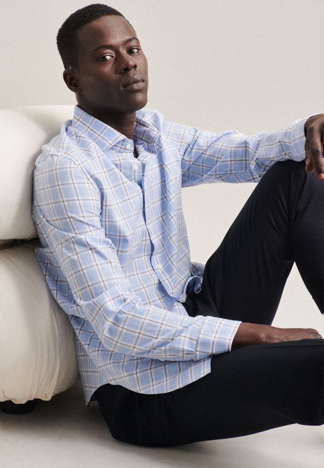 Shaped Business Hemd Karo in Hellblau |  Seidensticker Onlineshop