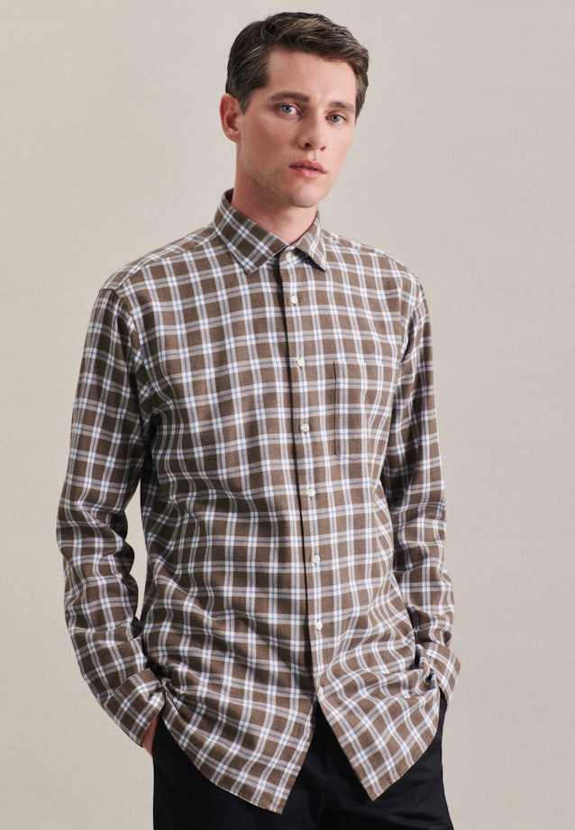 Regular Business shirt Check in Brown |  Seidensticker Onlineshop