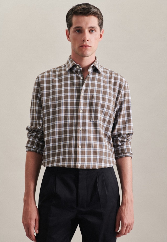 Regular Business shirt Check in Brown |  Seidensticker Onlineshop