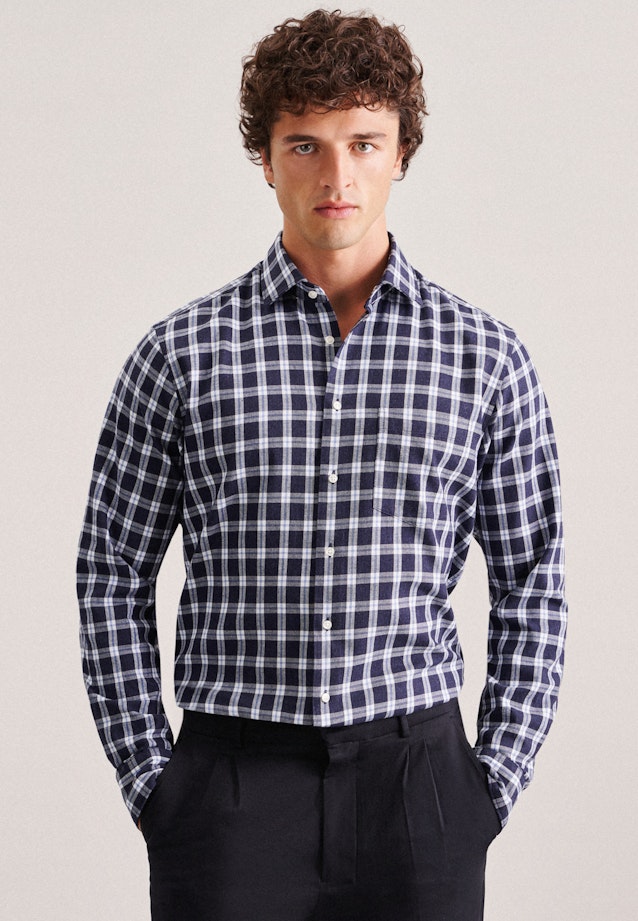 Regular Chemise d'affaires carreaux in Bleu Foncé |  Seidensticker Onlineshop