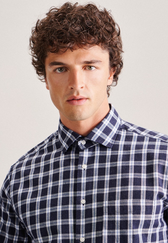 Regular Chemise d'affaires carreaux in Bleu Foncé |  Seidensticker Onlineshop