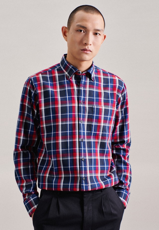 Regular Chemise d'affaires carreaux in Bleu Foncé |  Seidensticker Onlineshop