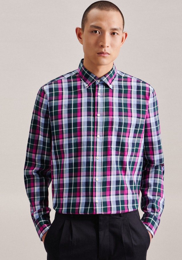 Business Shirt in Regular with Button-Down-Collar in Green | Seidensticker Onlineshop