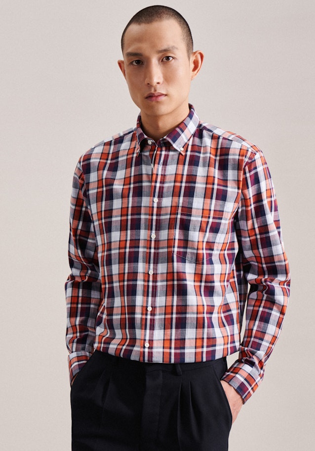 Business Shirt in Regular with Button-Down-Collar in Orange | Seidensticker Onlineshop