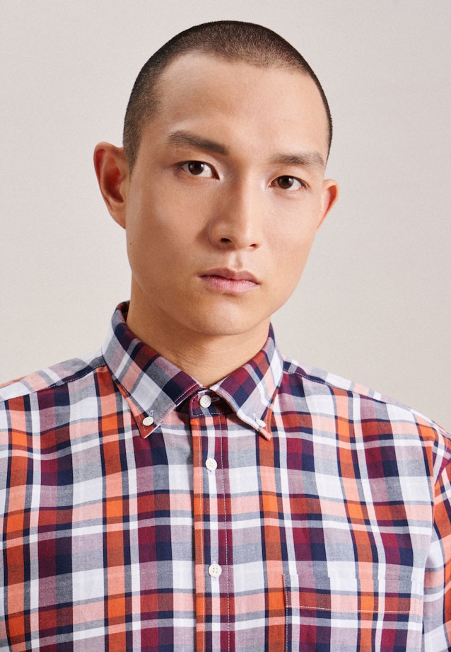 Regular Business Hemd Karo in Orange |  Seidensticker Onlineshop