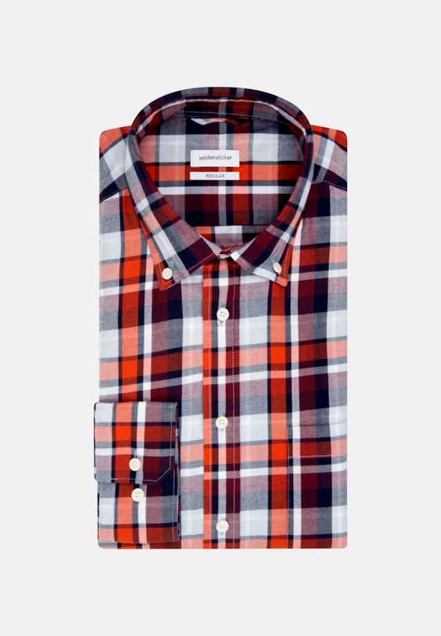Flanell Business Hemd in Regular mit Button-Down-Kragen in Orange |  Seidensticker Onlineshop