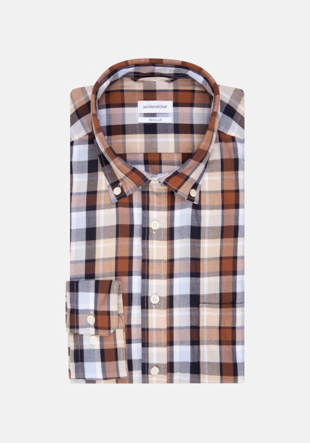 Flanell Business Hemd in Regular mit Button-Down-Kragen in Braun |  Seidensticker Onlineshop
