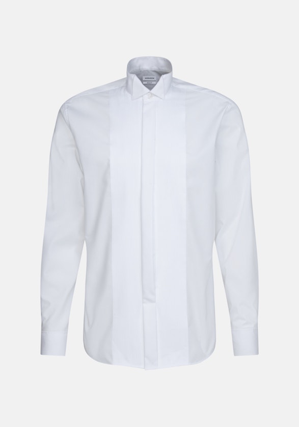 Bügelfreies Popeline Smokinghemd in Shaped mit Kläppchenkragen in Weiß |  Seidensticker Onlineshop