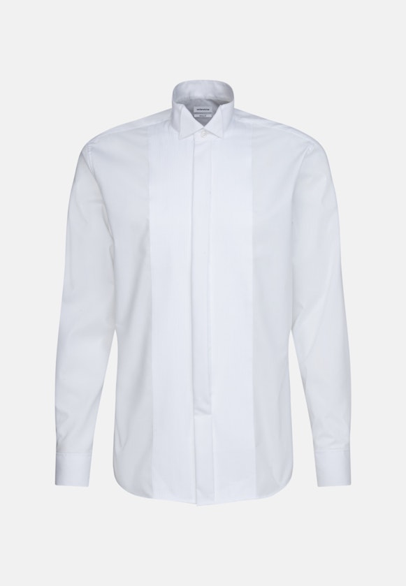 Non-iron Popeline Galashirt in Shaped with Vleugelkraag in Wit |  Seidensticker Onlineshop
