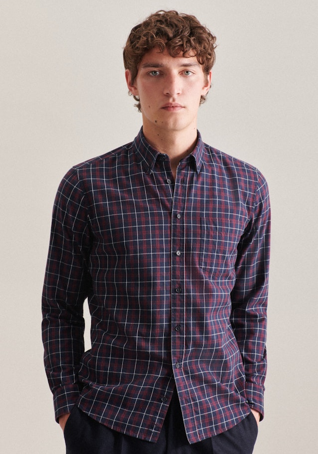 Regular Casual Hemd Carreaux in Bleu Foncé | Seidensticker Onlineshop