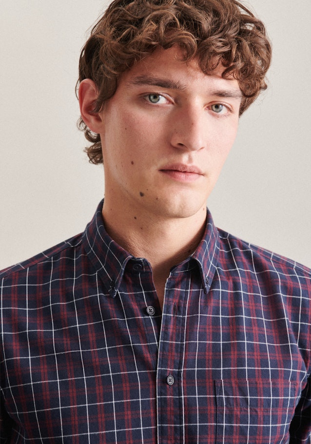 Regular Casual Hemd Carreaux in Bleu Foncé | Seidensticker Onlineshop