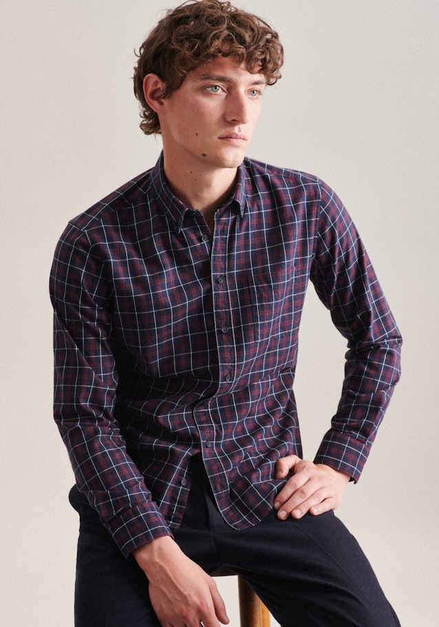 Regular Casual Hemd Carreaux in Bleu Foncé | Seidensticker Onlineshop