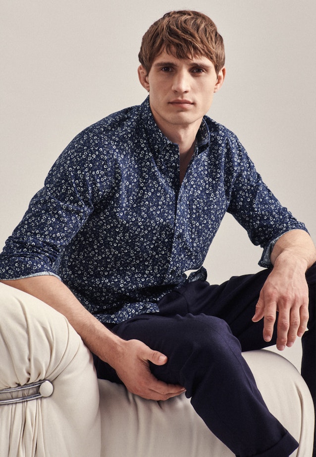 Regular Casual Hemd Druck in Dunkelblau |  Seidensticker Onlineshop