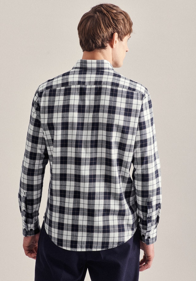 Flanell Casual Hemd in Regular mit Button-Down-Kragen in Dunkelblau | Seidensticker Onlineshop