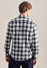 Flanell Casual Hemd in Regular mit Button-Down-Kragen in Dunkelblau |  Seidensticker Onlineshop