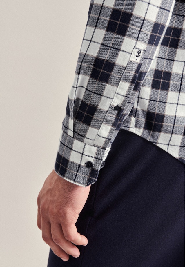 Flanell Casual Hemd in Regular mit Button-Down-Kragen in Dunkelblau |  Seidensticker Onlineshop