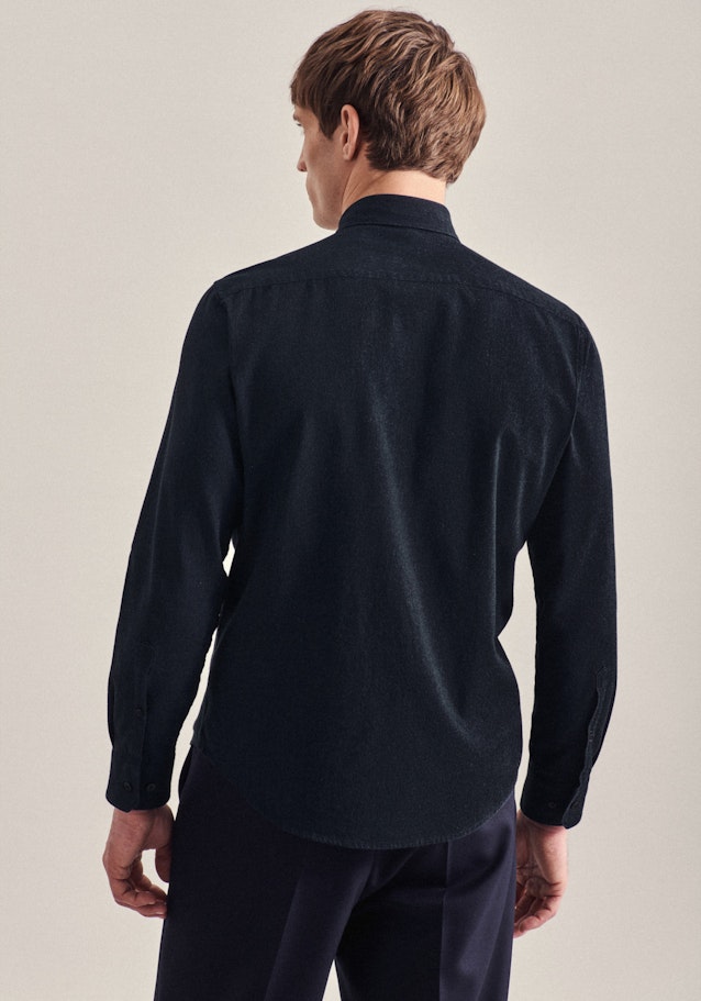 Flanell Casual Hemd in Regular mit Button-Down-Kragen in Dunkelblau | Seidensticker Onlineshop