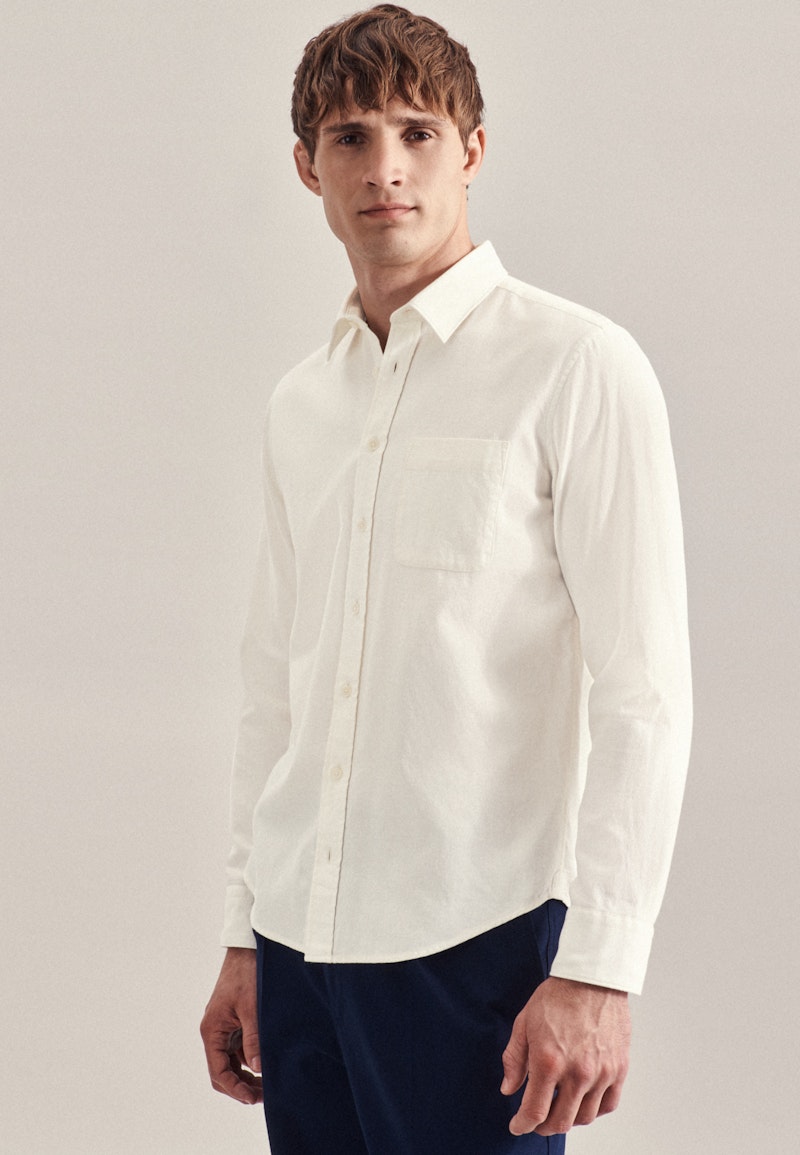 Flanell Casual Hemd in Regular mit Button-Down-Kragen