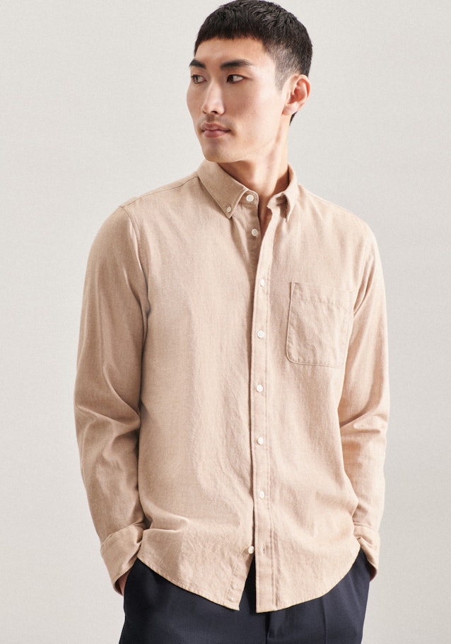 Flanell Casual Hemd in Regular mit Button-Down-Kragen in Braun | Seidensticker Onlineshop
