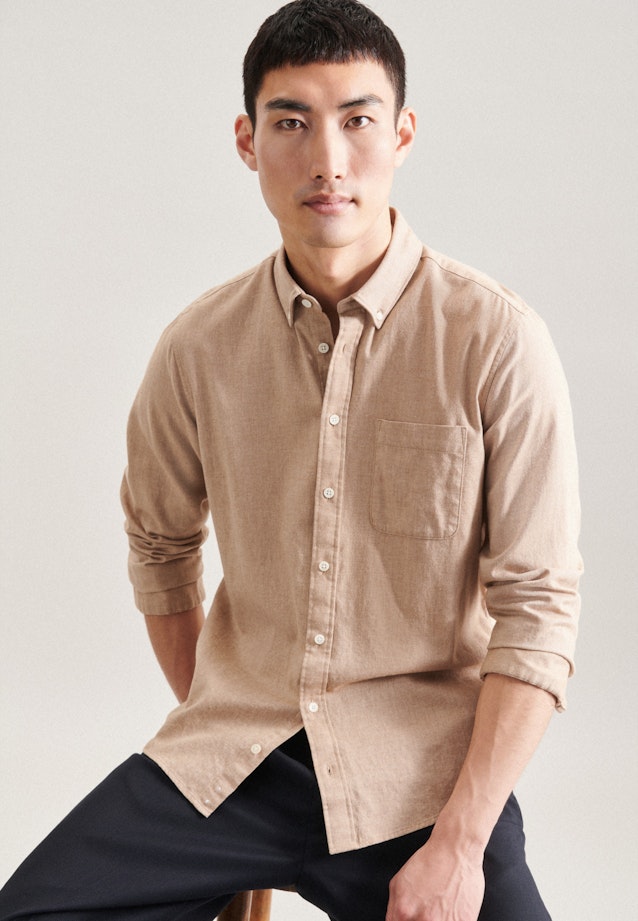 Casual Shirt in Regular with Button-Down-Collar in Brown |  Seidensticker Onlineshop