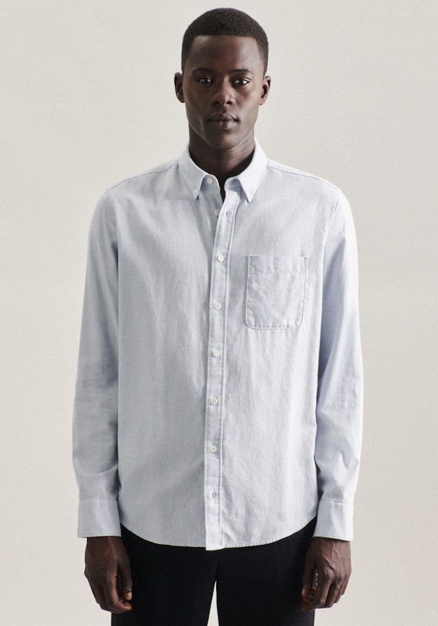 Flanell Casual Hemd in Regular mit Button-Down-Kragen in Hellblau | Seidensticker Onlineshop