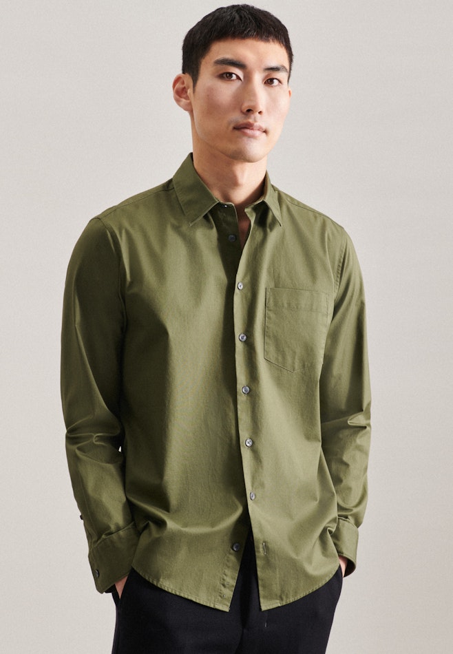 Casual Shirt in Regular with Kent-Collar in Green | Seidensticker online shop