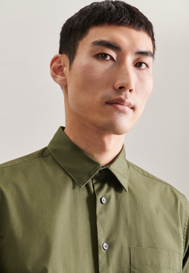 Regular Chemise décontractée Uni in Vert |  Seidensticker Onlineshop