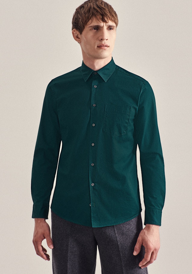 Casual Shirt in Regular with Kent-Collar in Green | Seidensticker Onlineshop