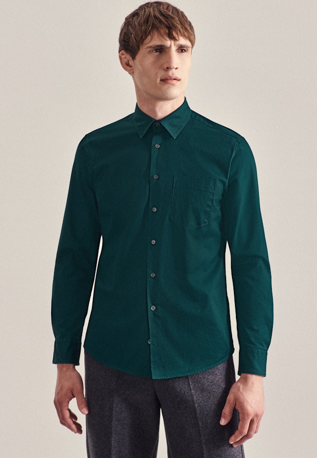 Regular Casual shirt Uni in Green |  Seidensticker Onlineshop