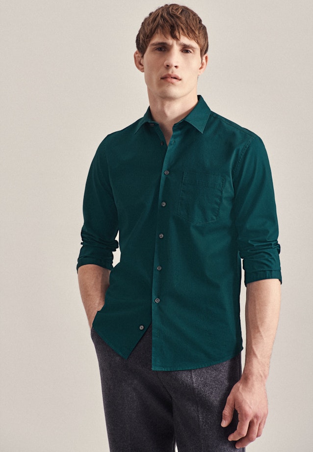 Regular Casual Hemd Uni in Grün |  Seidensticker Onlineshop