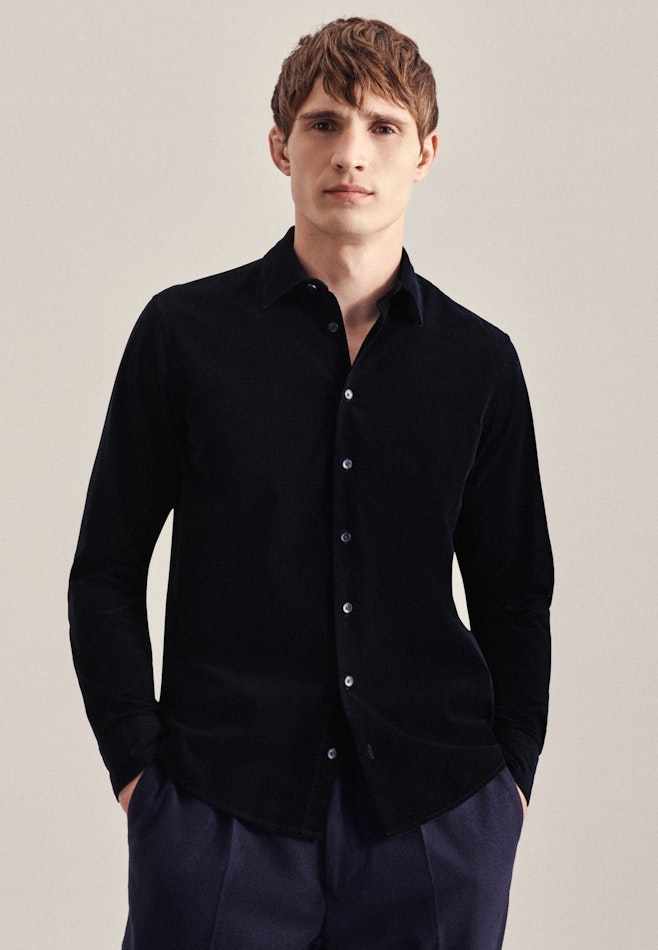 Casual Shirt in Regular fit with Kent-Collar in Dark Blue | Seidensticker online shop