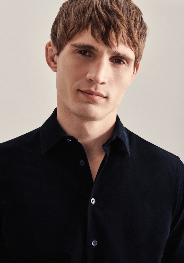 Casual Shirt in Regular fit with Kent-Collar in Dark Blue |  Seidensticker Onlineshop