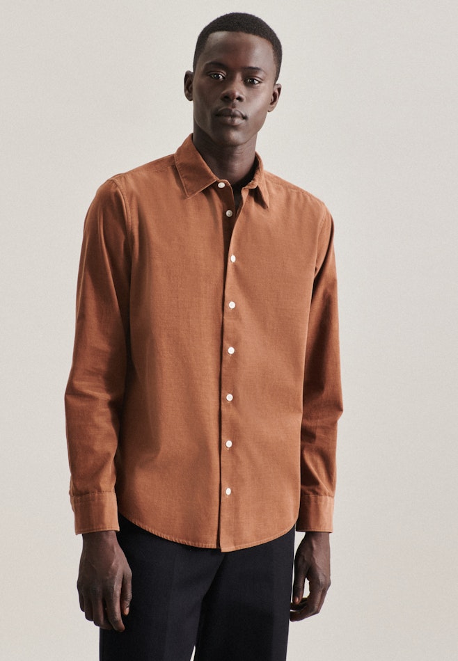 Casual Shirt in Regular fit with Kent-Collar in Brown | Seidensticker online shop