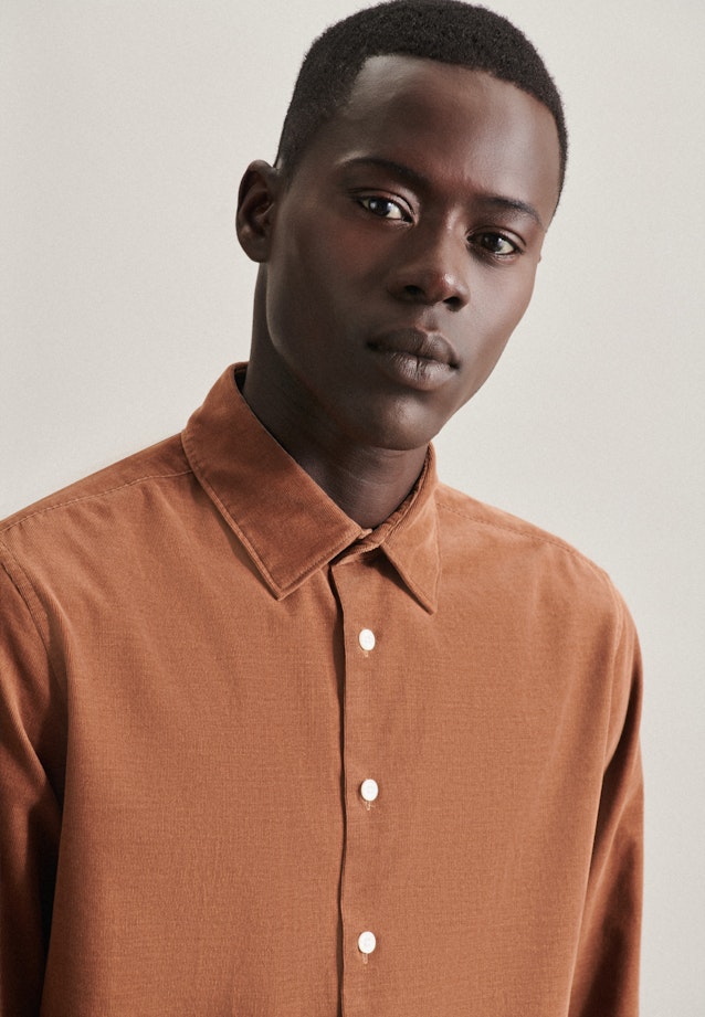 Casual Shirt in Regular fit with Kent-Collar in Brown |  Seidensticker Onlineshop