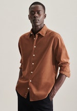 Regular Chemise décontractée Uni in Marron |  Seidensticker Onlineshop