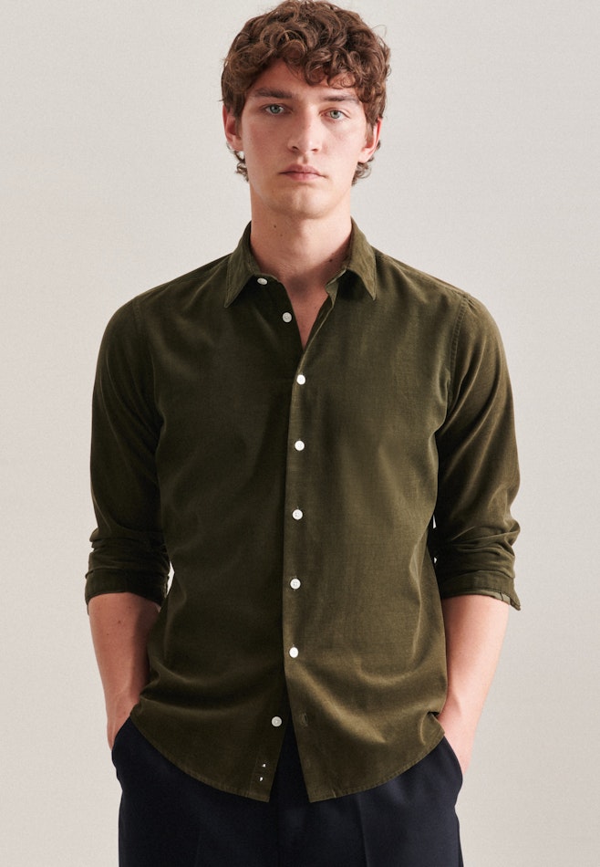 Casual Shirt in Regular fit with Kent-Collar in Green | Seidensticker online shop