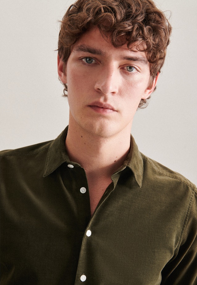 Regular Casual Hemd Uni in Grün |  Seidensticker Onlineshop