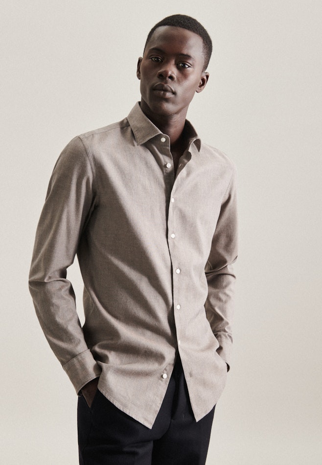 Business Shirt in Slim with Kent-Collar in Brown | Seidensticker online shop